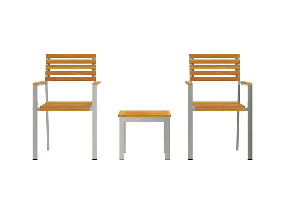 Set da pranzo da giardino da 3 pezzi in legno massello di acacia