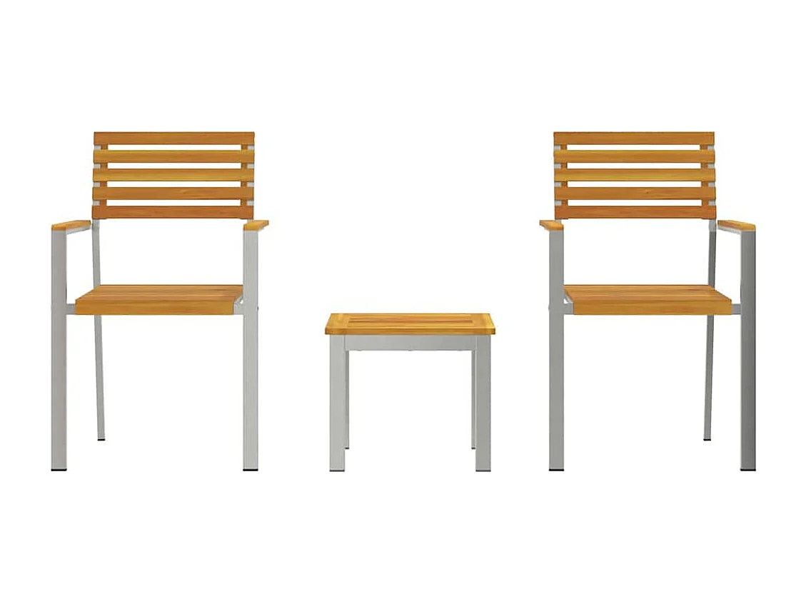 Ensemble de salle à manger de jardin 3 pièces en bois massif d'acacia