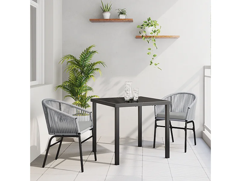 Ensemble de jardin de 3 pièces - Rattan poly gris