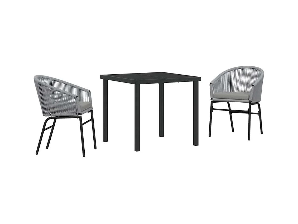 Ensemble de jardin de 3 pièces - Rattan poly gris