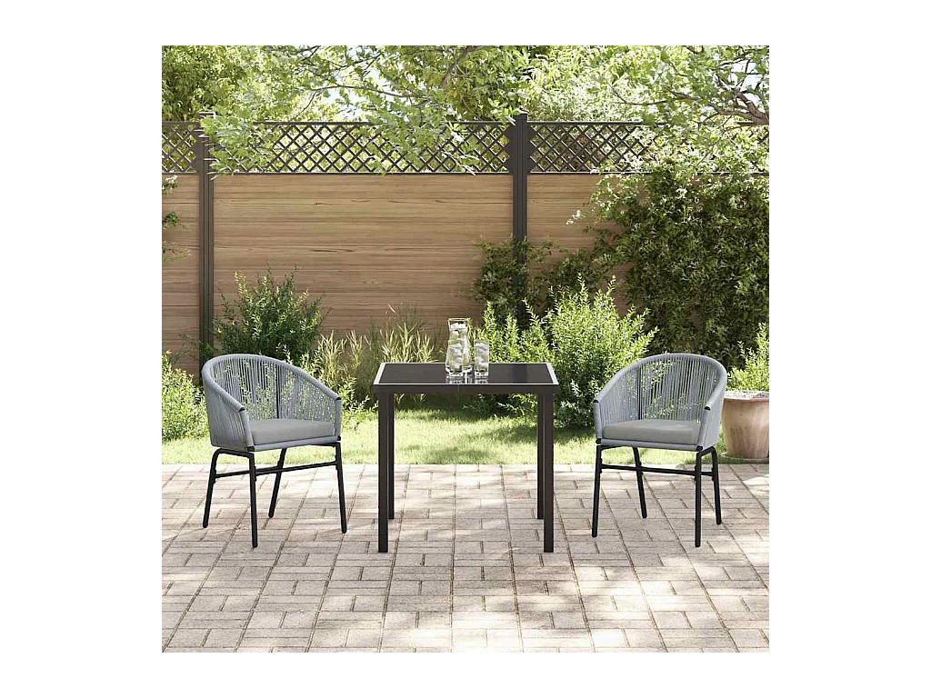 Ensemble de jardin de 3 pièces - Rattan poly gris