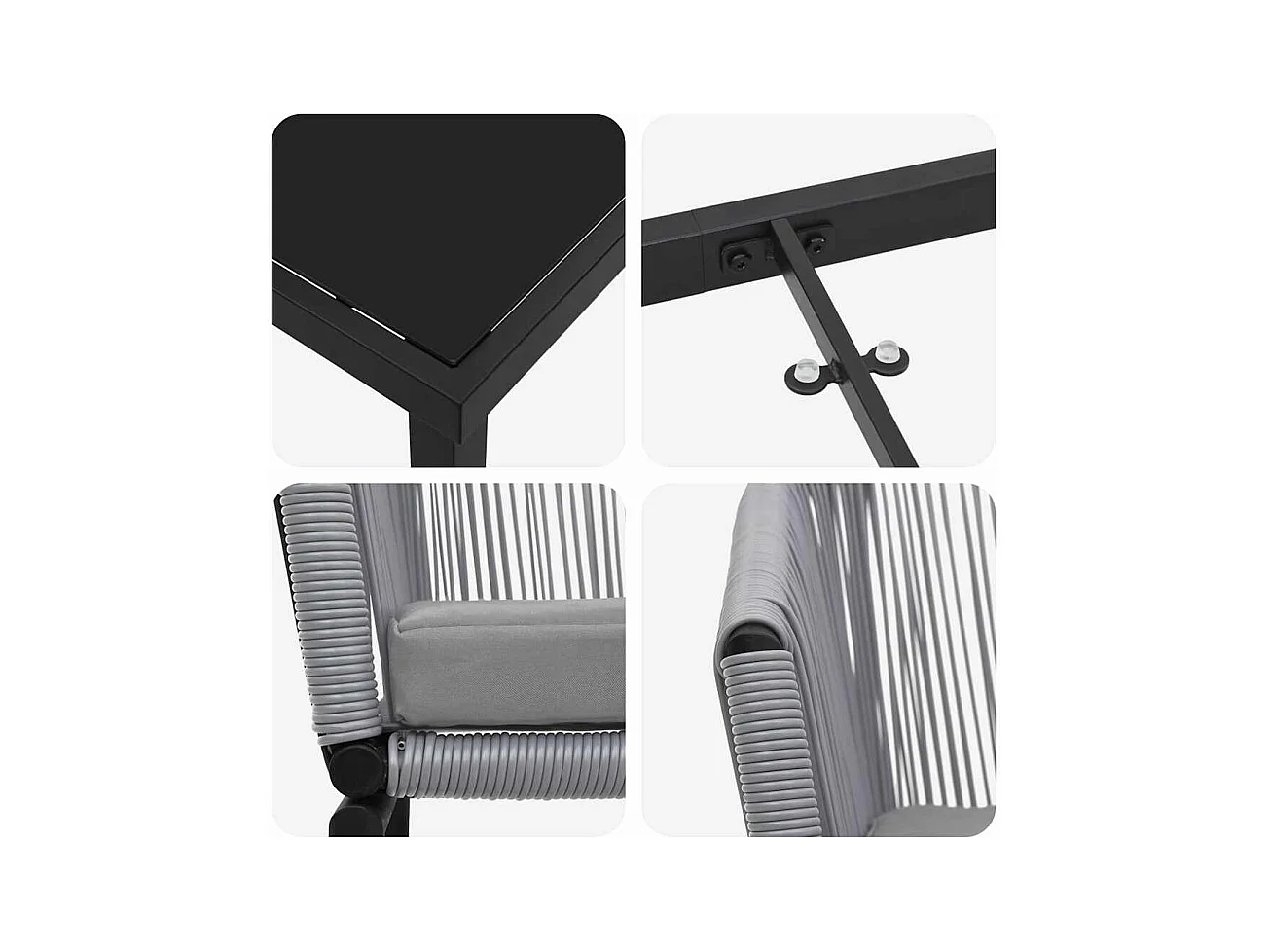 Ensemble de jardin de 3 pièces - Rattan poly gris