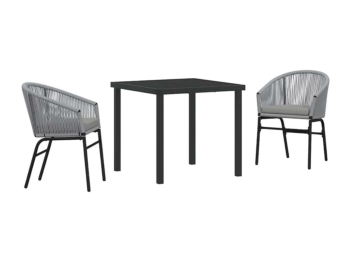 Ensemble de jardin de 3 pièces - Rattan poly gris