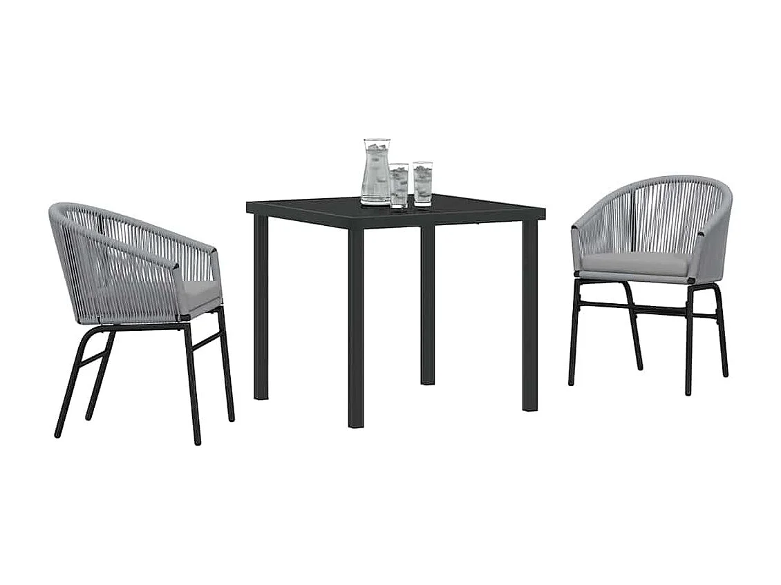 Ensemble de jardin de 3 pièces - Rattan poly gris