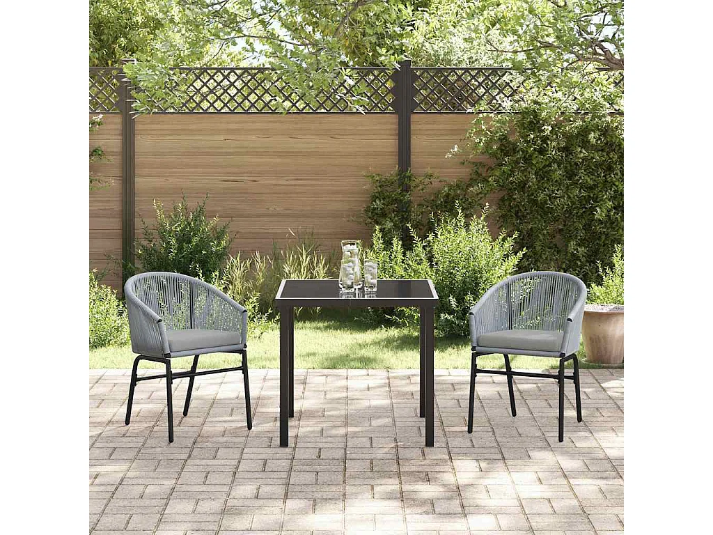Ensemble de jardin de 3 pièces - Rattan poly gris