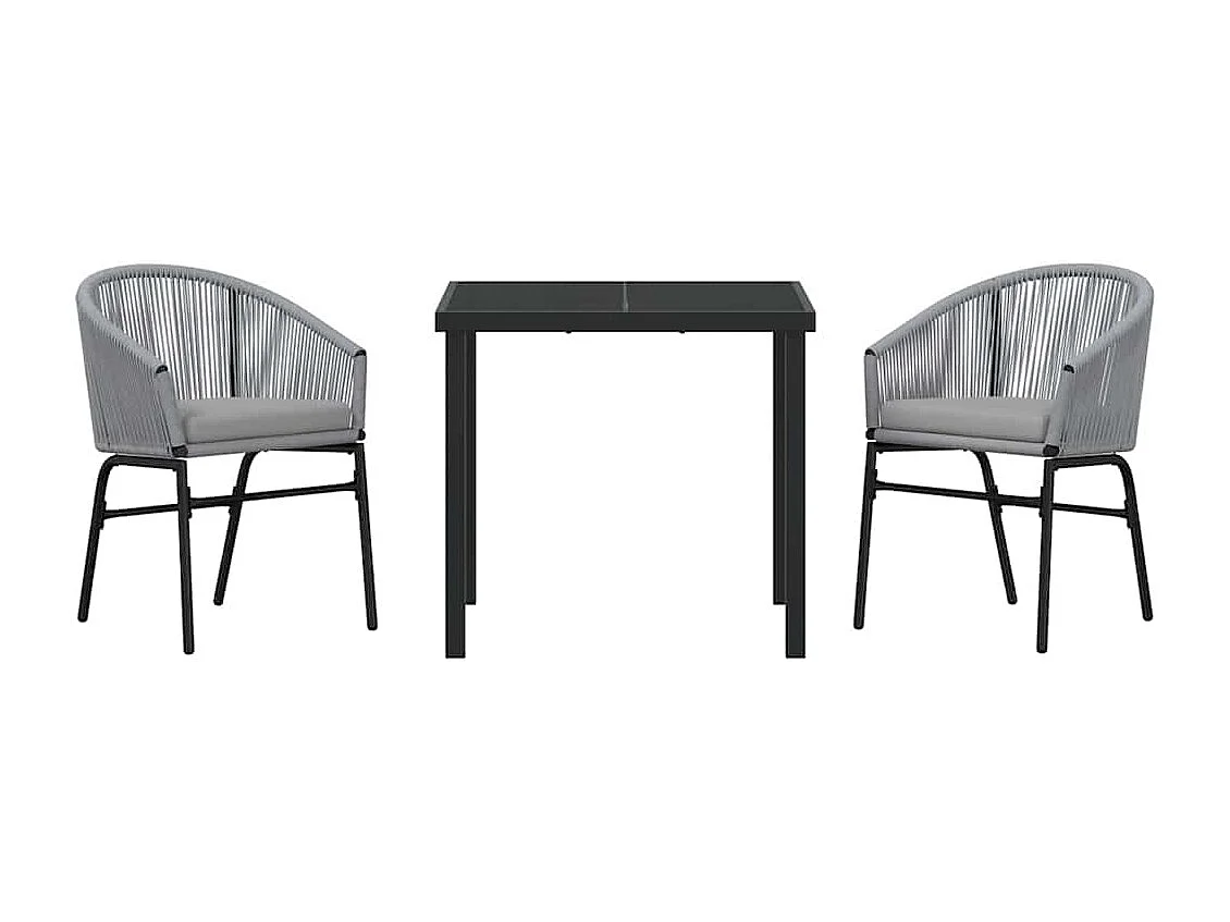 Ensemble de jardin de 3 pièces - Rattan poly gris