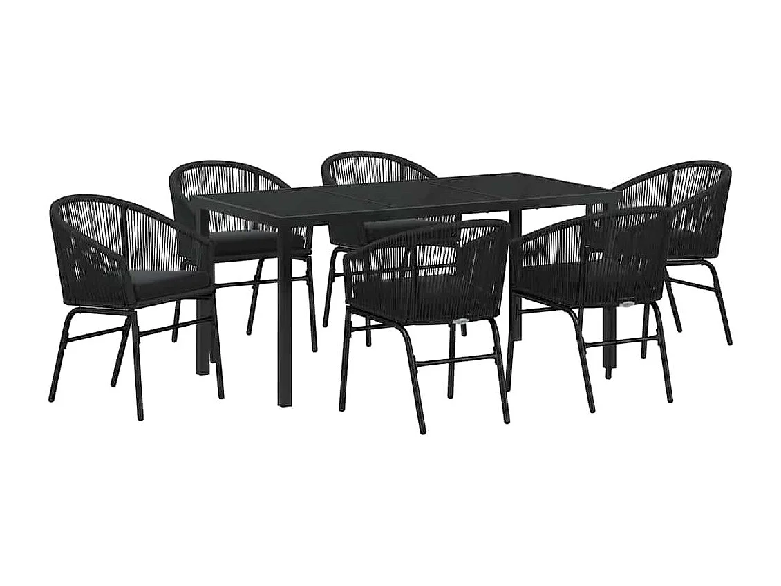 7-delige tuinset - zwart polyrotan