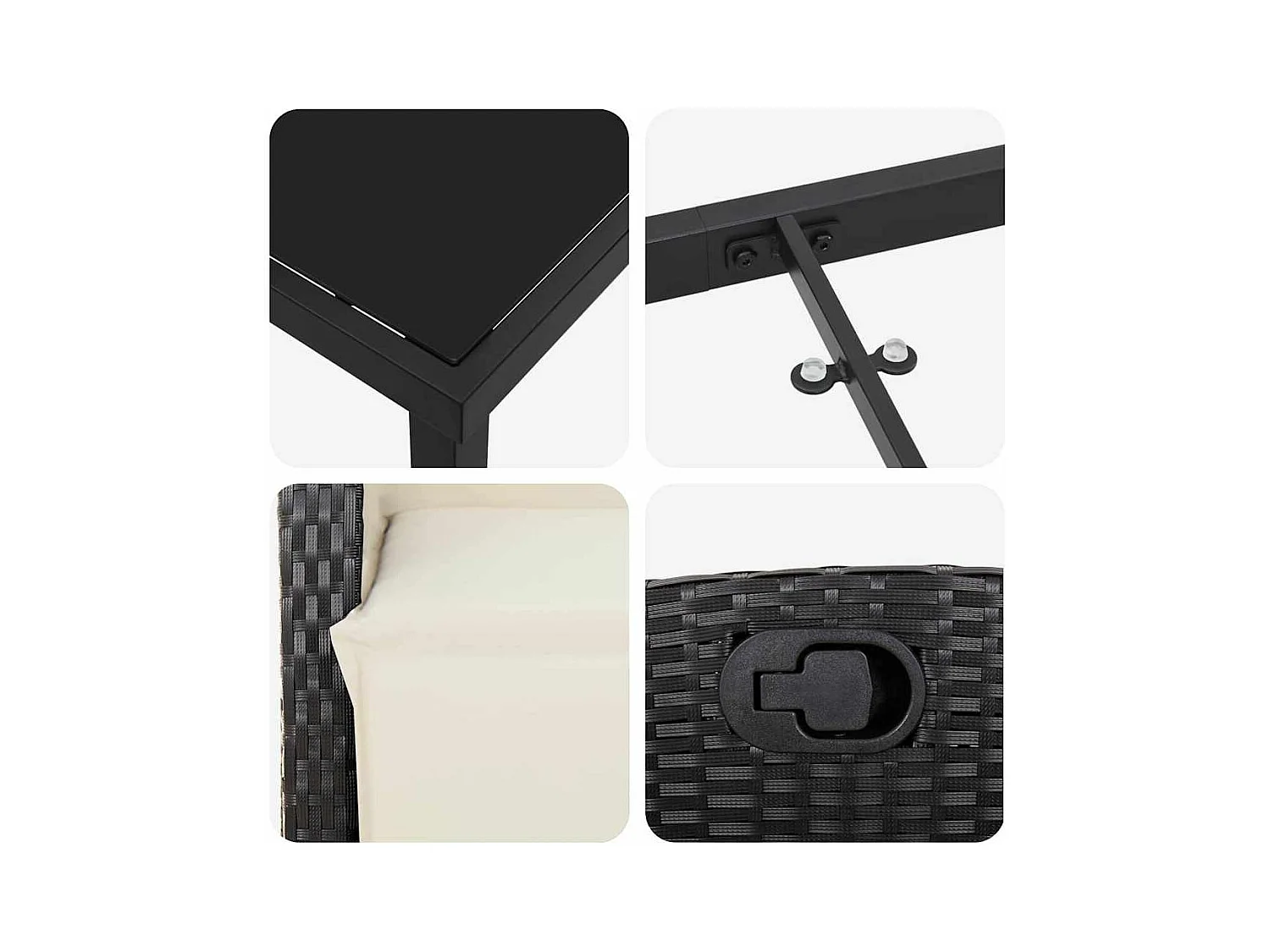 Set da pranzo da giardino 5 pezzi in polyrattan nero