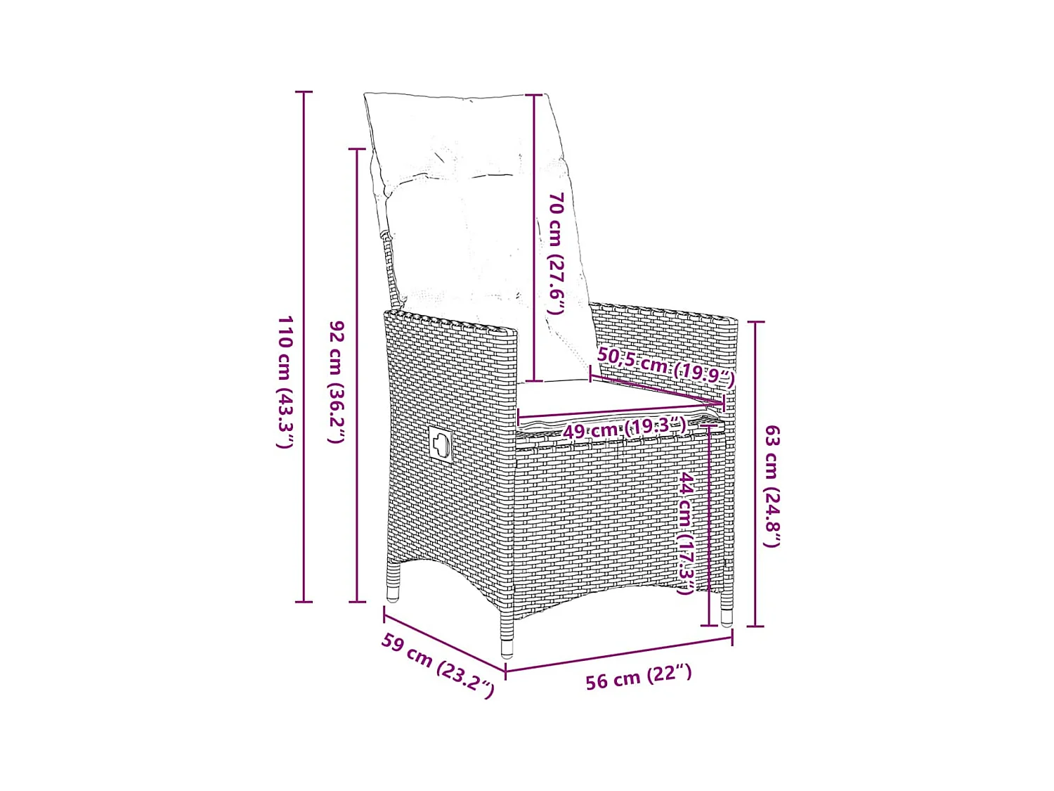 Set da pranzo da giardino 5 pezzi con cuscini in polyrattan grigio