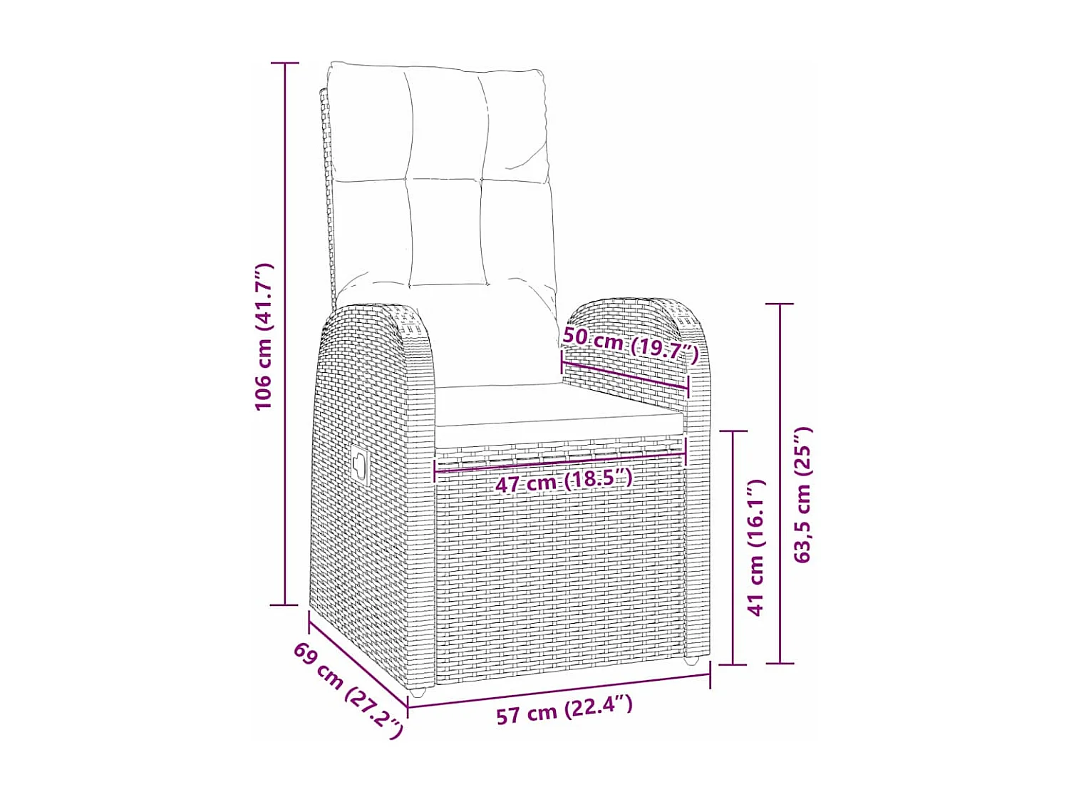 Set de 5 pièces pour repas de jardin avec coussins - Rattan poly noir