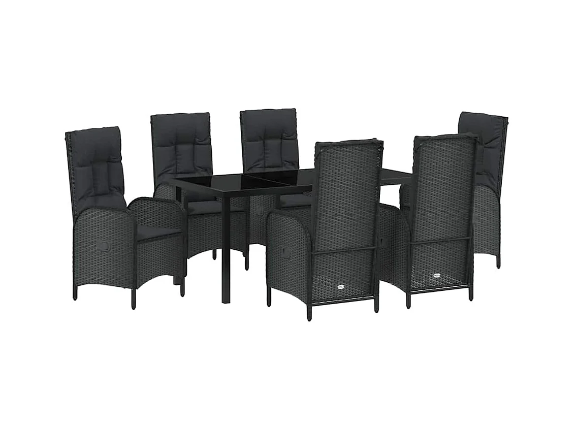 7-delige rotan poly zwarte tuinset