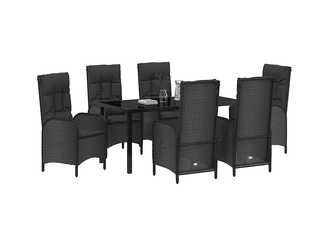 7-delige rotan poly zwarte tuinset