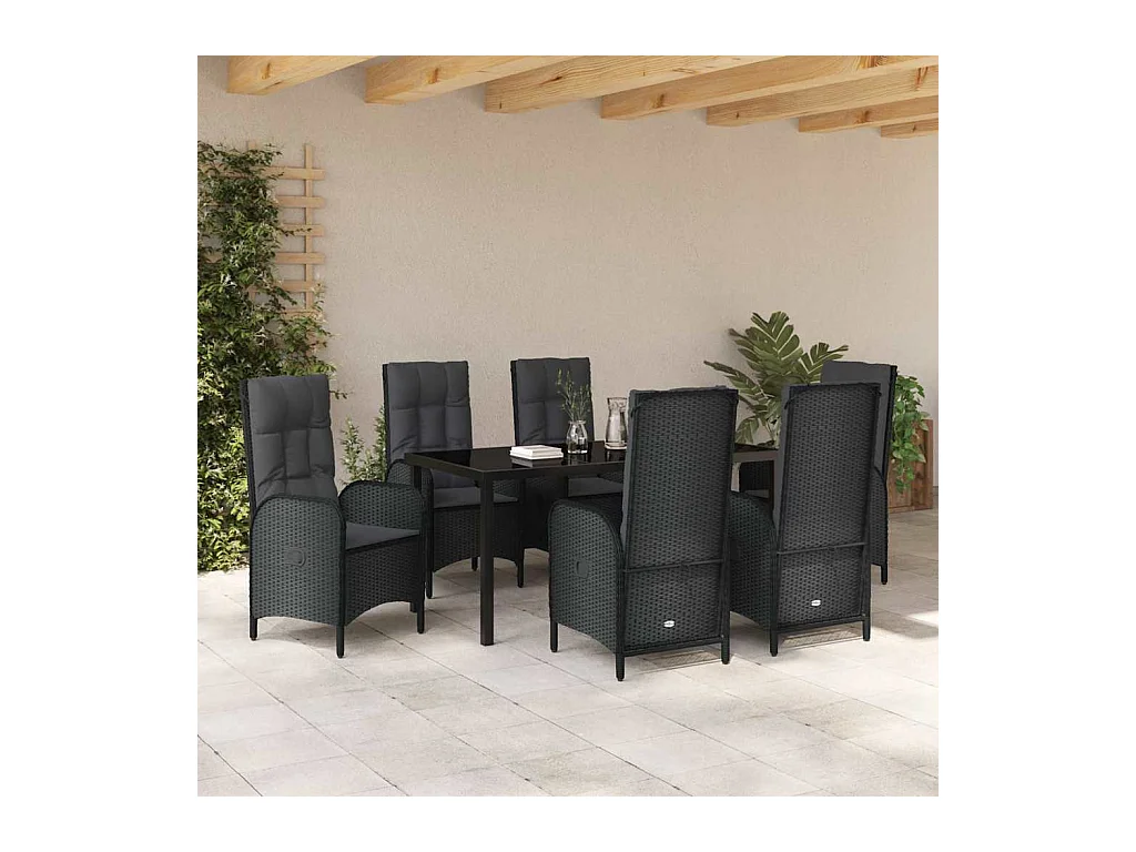 7-delige rotan poly zwarte tuinset