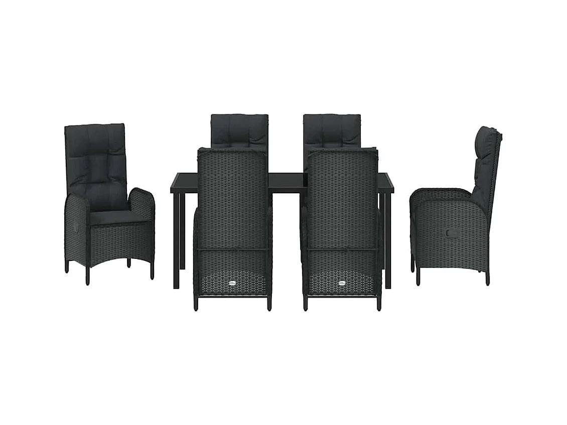 7-delige rotan poly zwarte tuinset