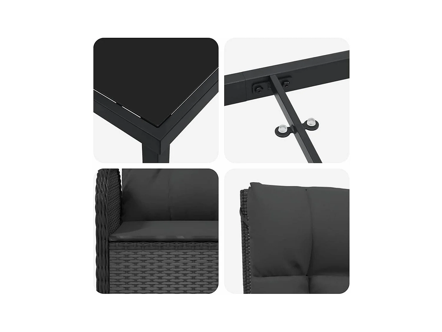 7-delige rotan poly zwarte tuinset