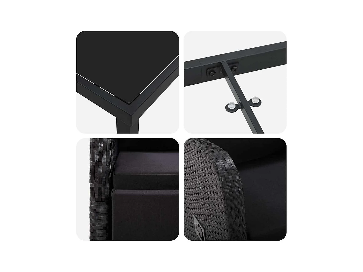 Ensemble de 5 Pièces de Salle à Manger de Jardin avec Coussins Noir Poly Rattan