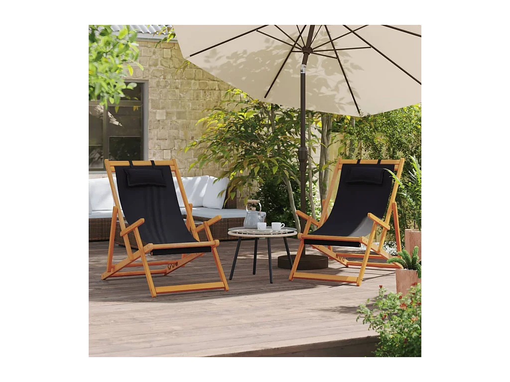 Opvouwbare strandstoelen set van 2 zwarte stof