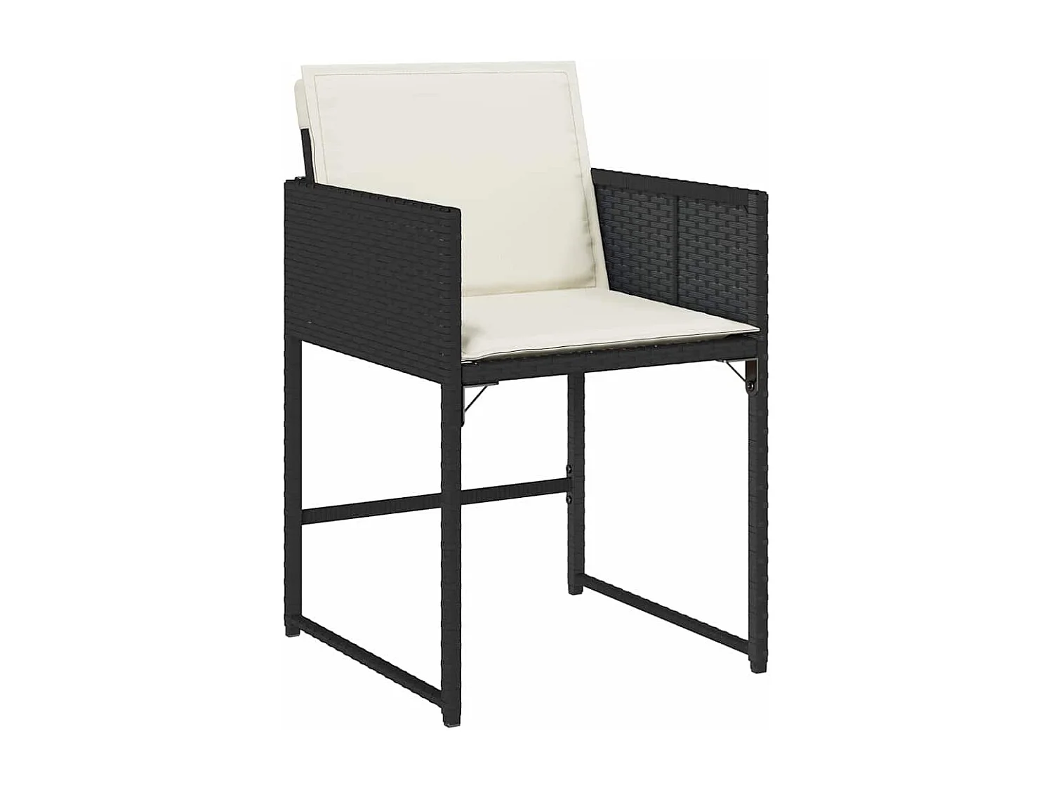 Set da pranzo da giardino 5 pezzi con cuscini in polyrattan nero
