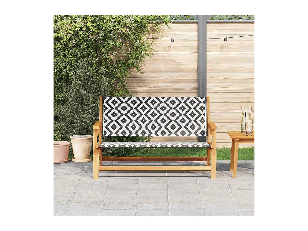 Panca da giardino nera e bianca 122x76x73,5 cm Legno massello di acacia