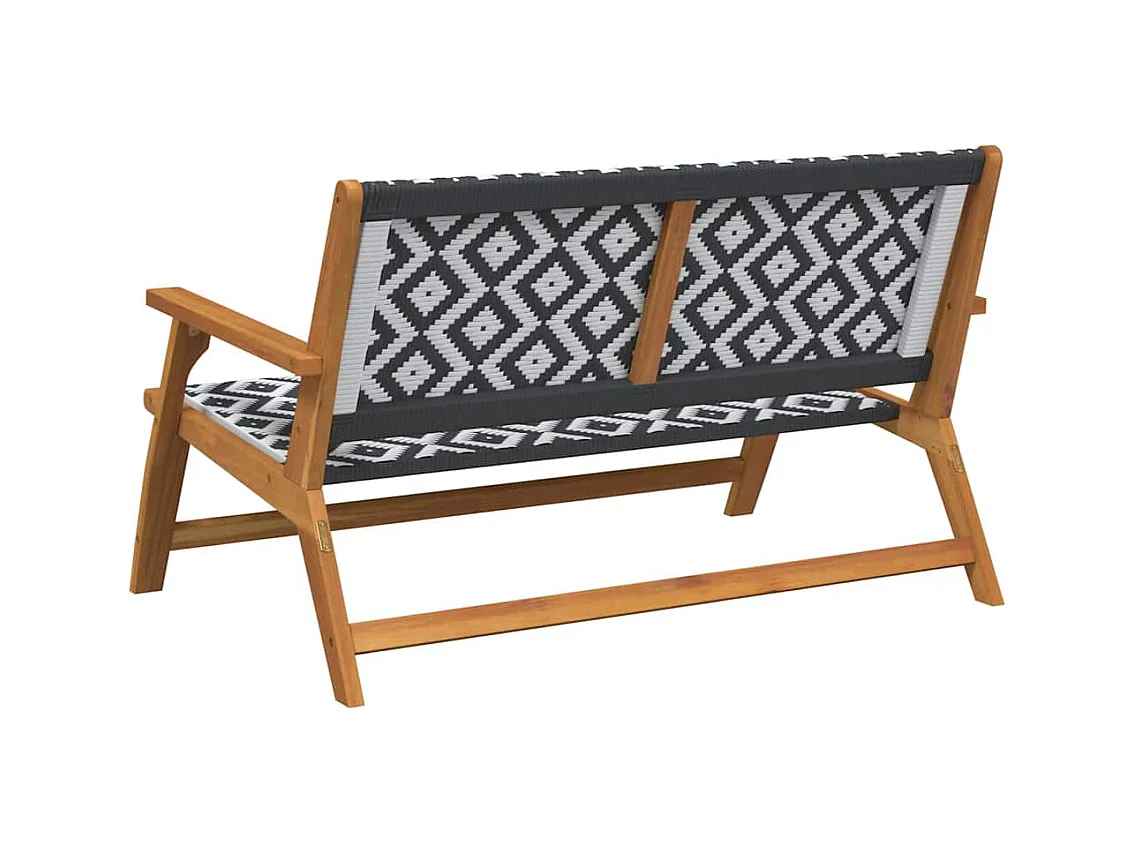 Panca da giardino nera e bianca 122x76x73,5 cm Legno massello di acacia