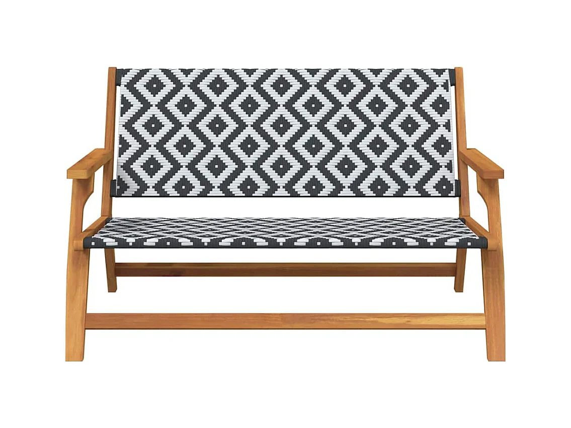 Panca da giardino nera e bianca 122x76x73,5 cm Legno massello di acacia
