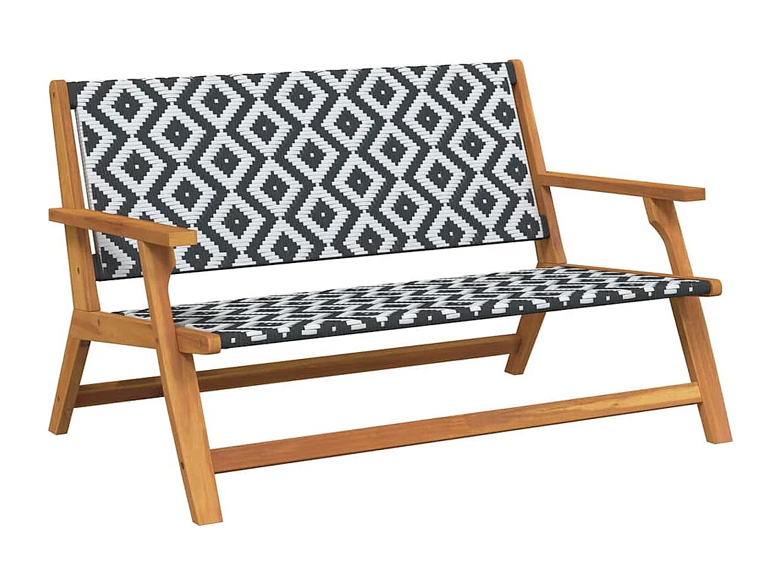 Banc de jardin Noir et blanc 122x76x73.5 cm Bois massif d'acacia