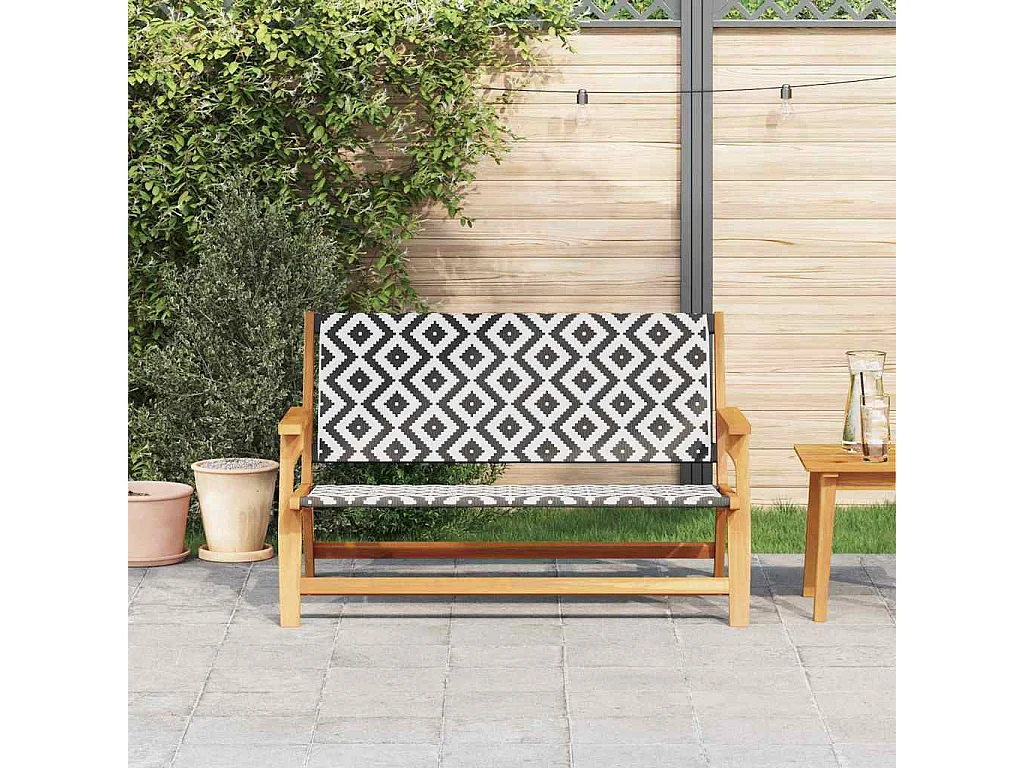 Banc de jardin Noir et blanc 122x76x73.5 cm Bois massif d'acacia