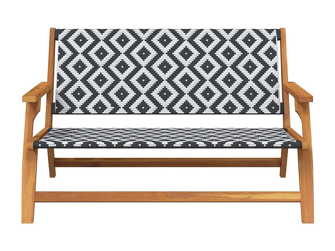 Banc de jardin Noir et blanc 122x76x73.5 cm Bois massif d'acacia
