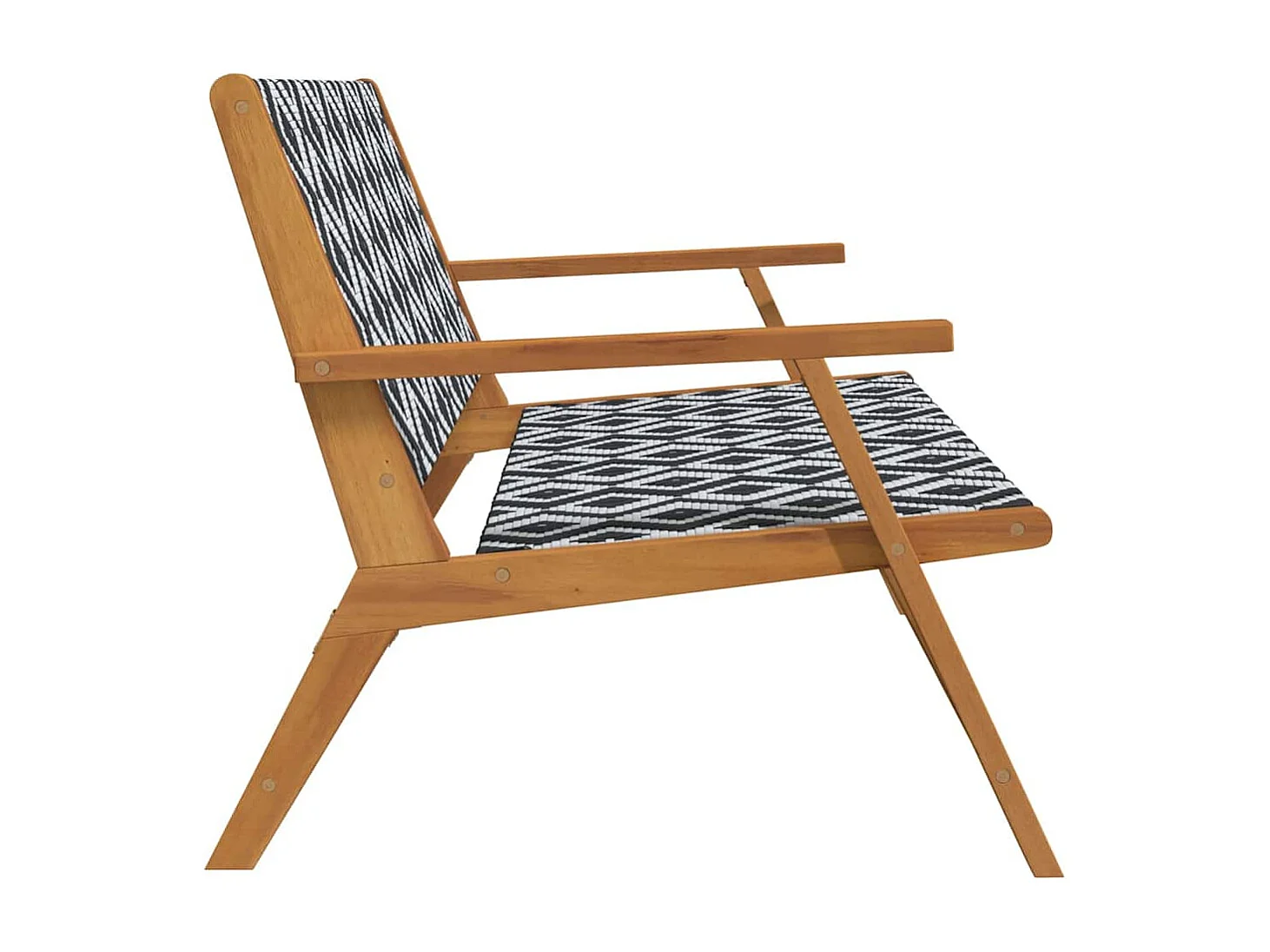 Banc de jardin Noir et blanc 122x76x73.5 cm Bois massif d'acacia