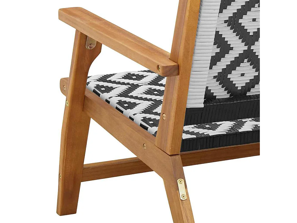 Banc de jardin Noir et blanc 122x76x73.5 cm Bois massif d'acacia