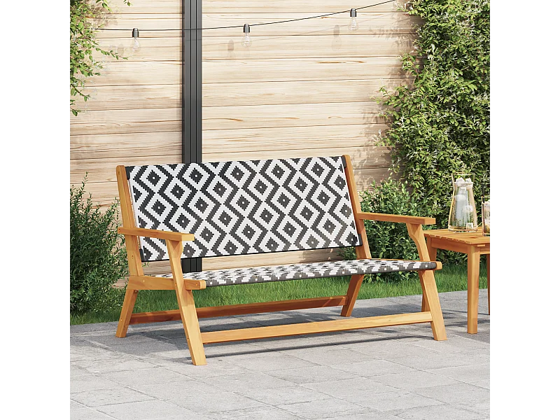 Banc de jardin Noir et blanc 122x76x73.5 cm Bois massif d'acacia