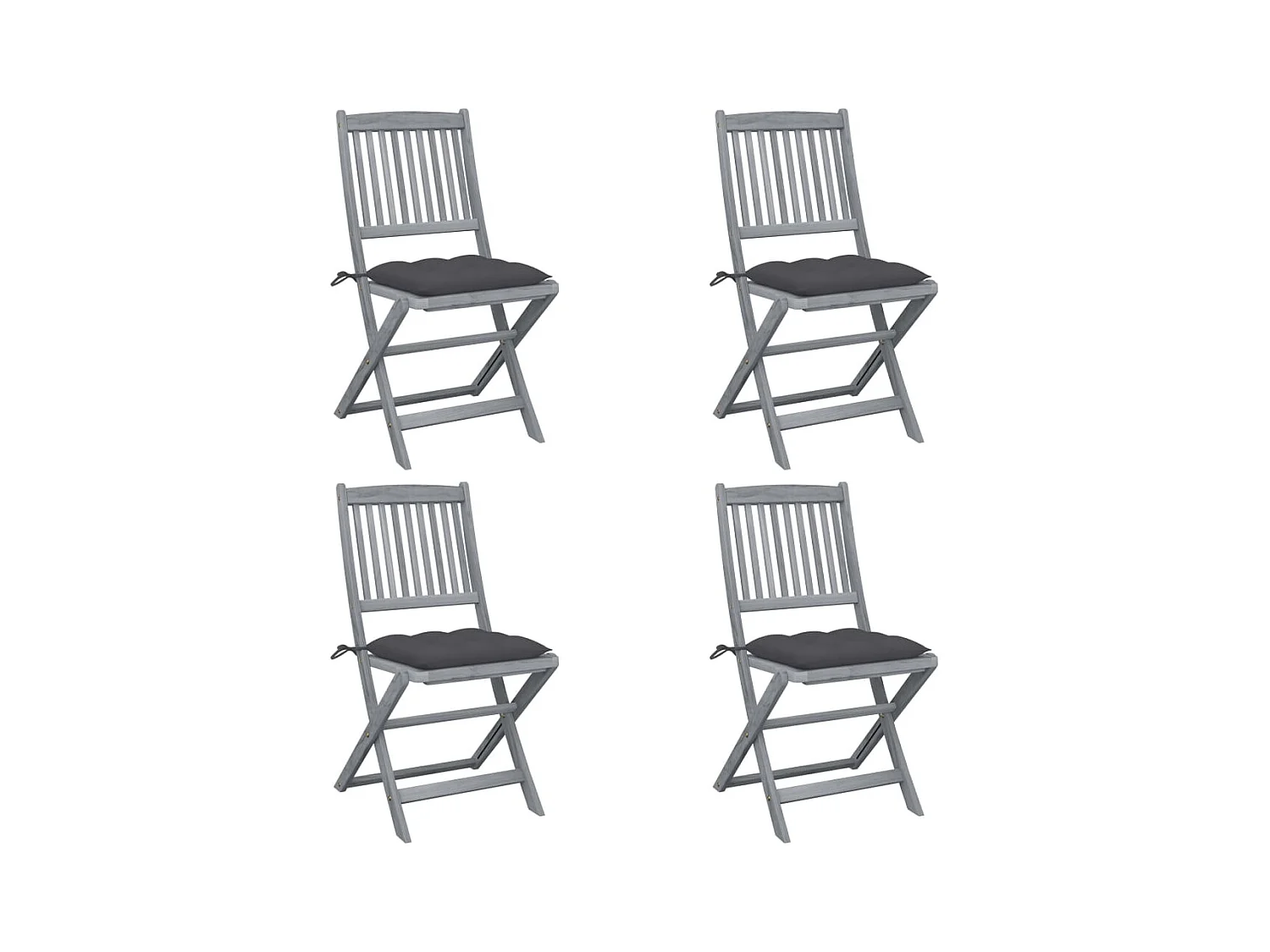 Chaises pliables d'extérieur lot de 4 et coussins Bois d'acacia