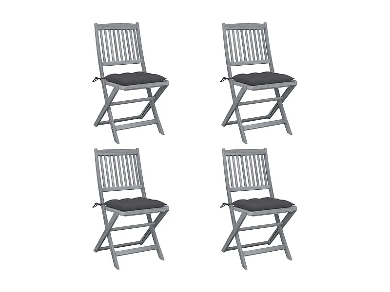 Chaises pliables d'extérieur lot de 4 et coussins Bois d'acacia