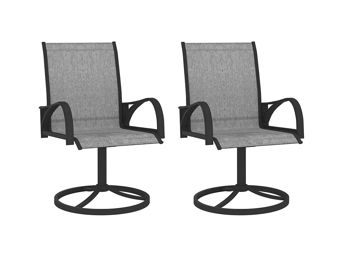 Chaises pivotantes de jardin lot de 2 Textilène et acier Gris