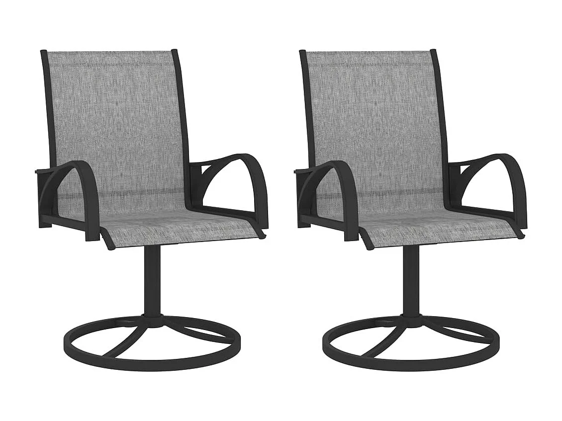 Chaises pivotantes de jardin lot de 2 Textilène et acier Gris