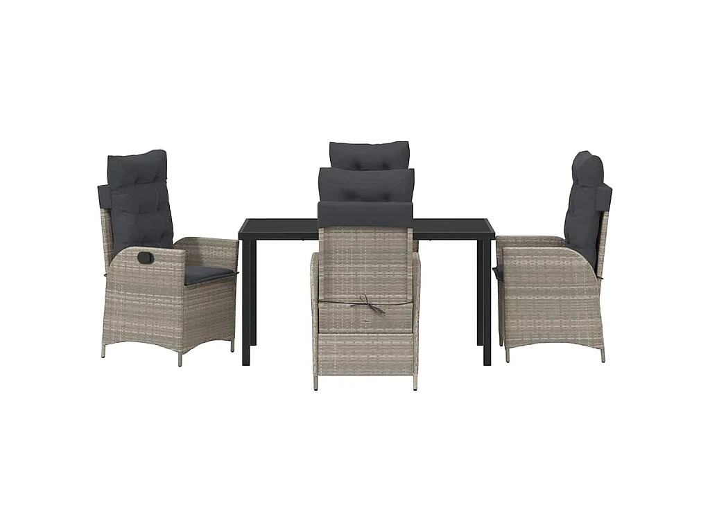 Ensemble de jardin 5 pièces avec coussins Gris clair Poly rotin
