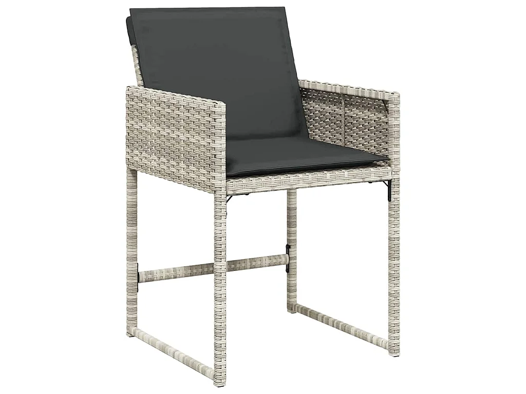 Ensemble de salle à manger de jardin 5 pièces avec coussins gris clair en rattan poly