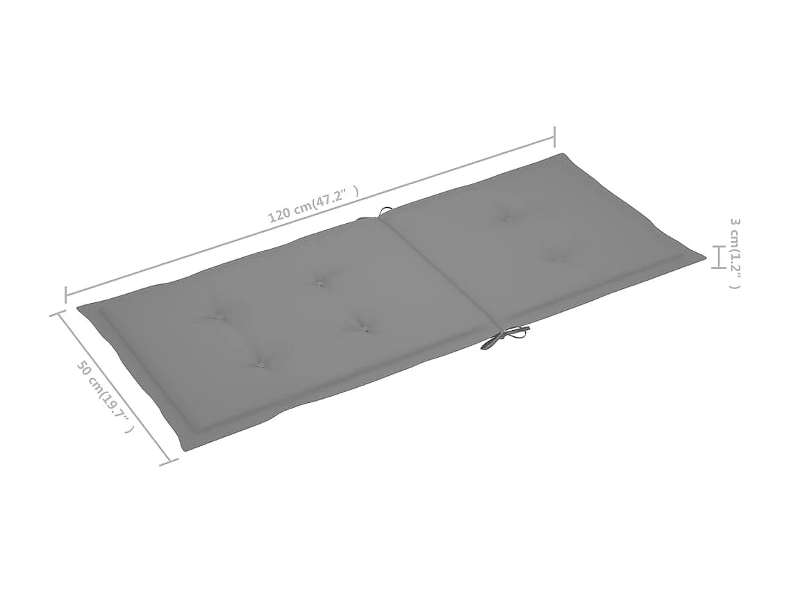 Chaises de jardin lot de 4 avec coussins gris Bois teck solide