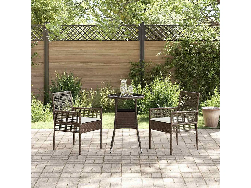 Ensemble de Salle à Manger de Jardin 3 Pièces Marron Poly Rattan