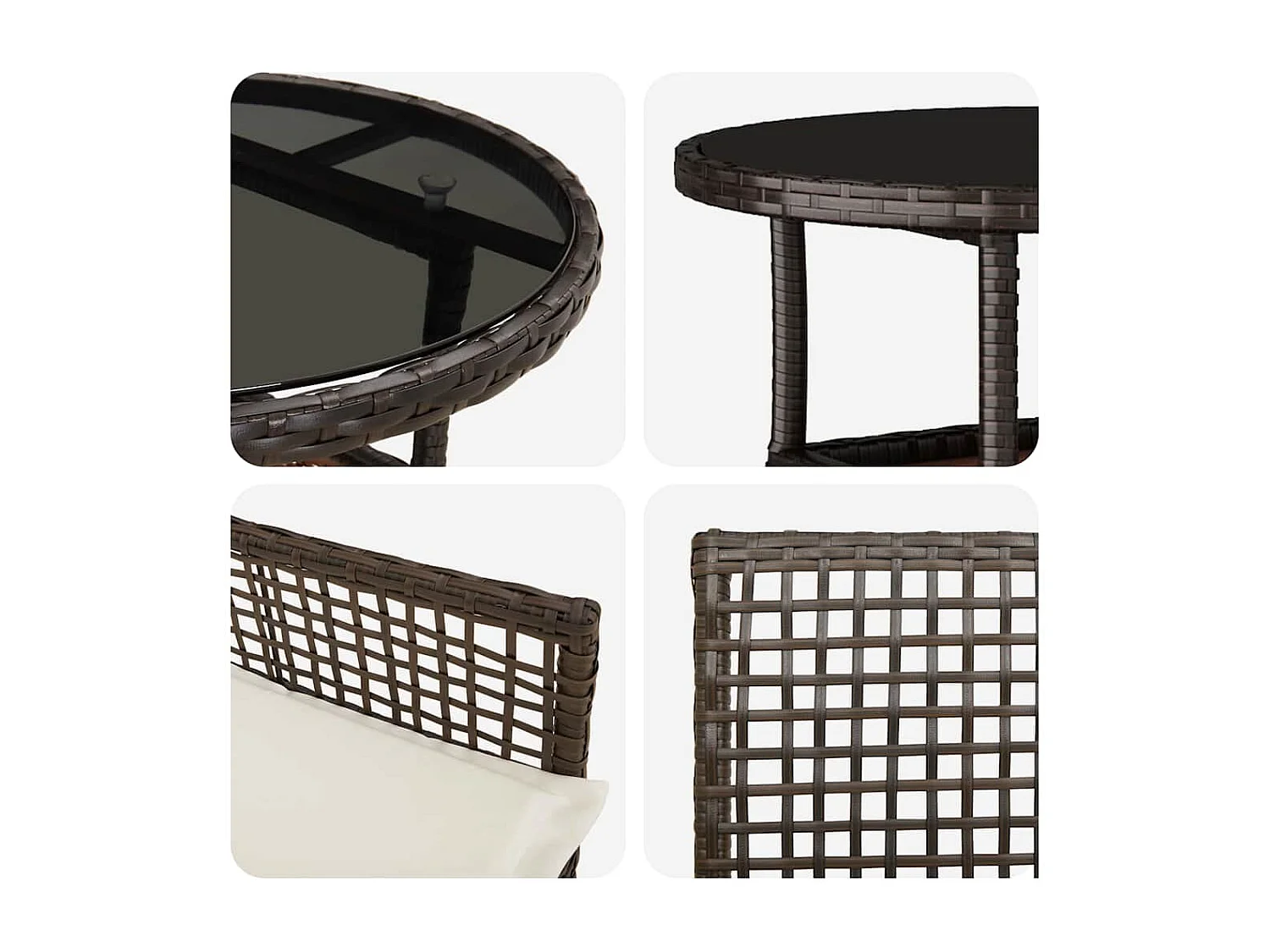 Ensemble de Salle à Manger de Jardin 3 Pièces Marron Poly Rattan