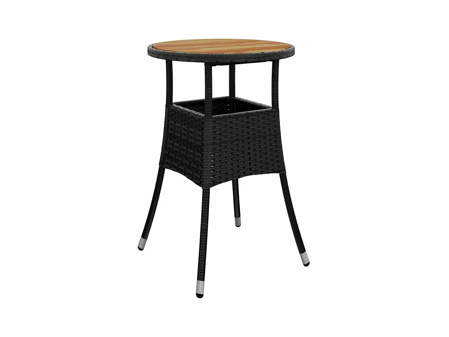 Set da pranzo da giardino in polyrattan nero da 3 pezzi