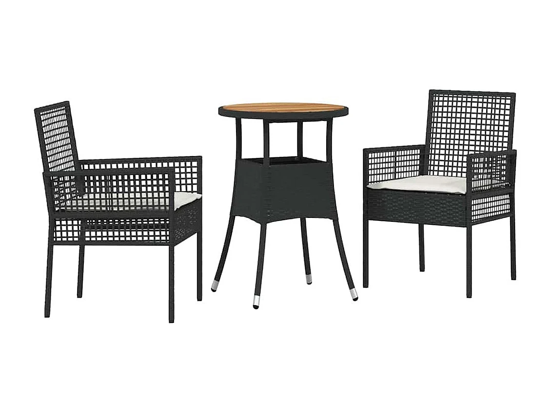 Ensemble de Salle à Manger de Jardin de 3 Pièces Noir Poly Rattan