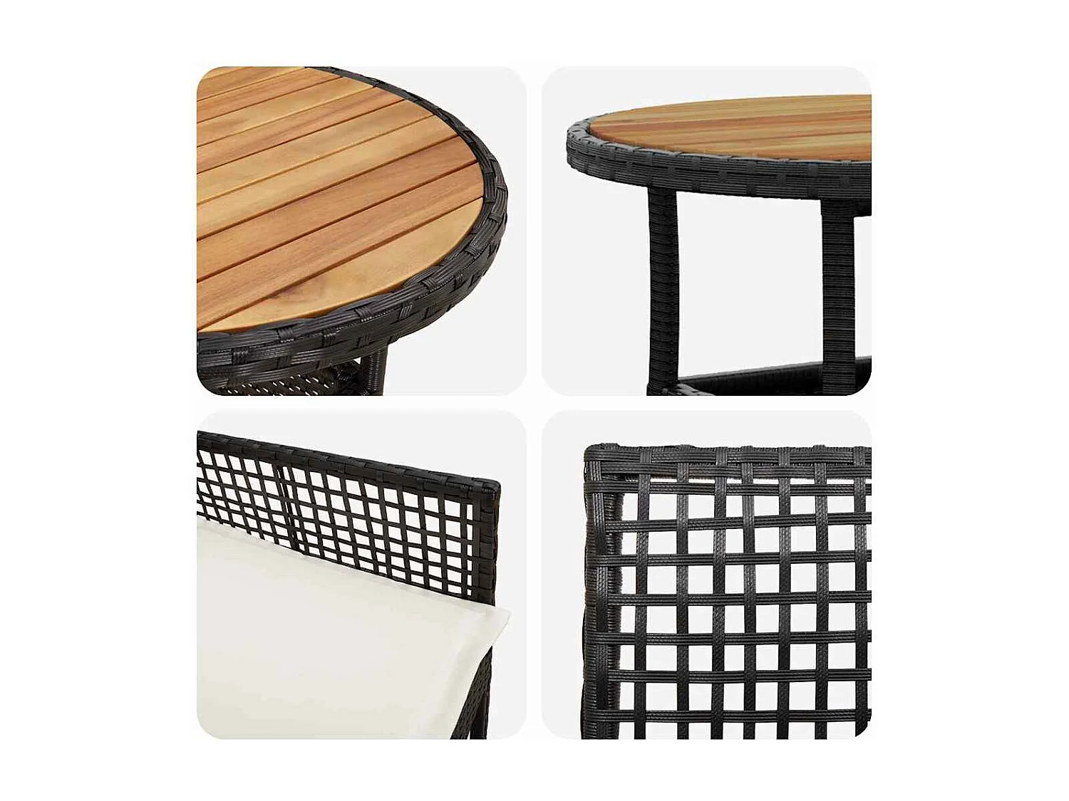 Ensemble de Salle à Manger de Jardin de 3 Pièces Noir Poly Rattan