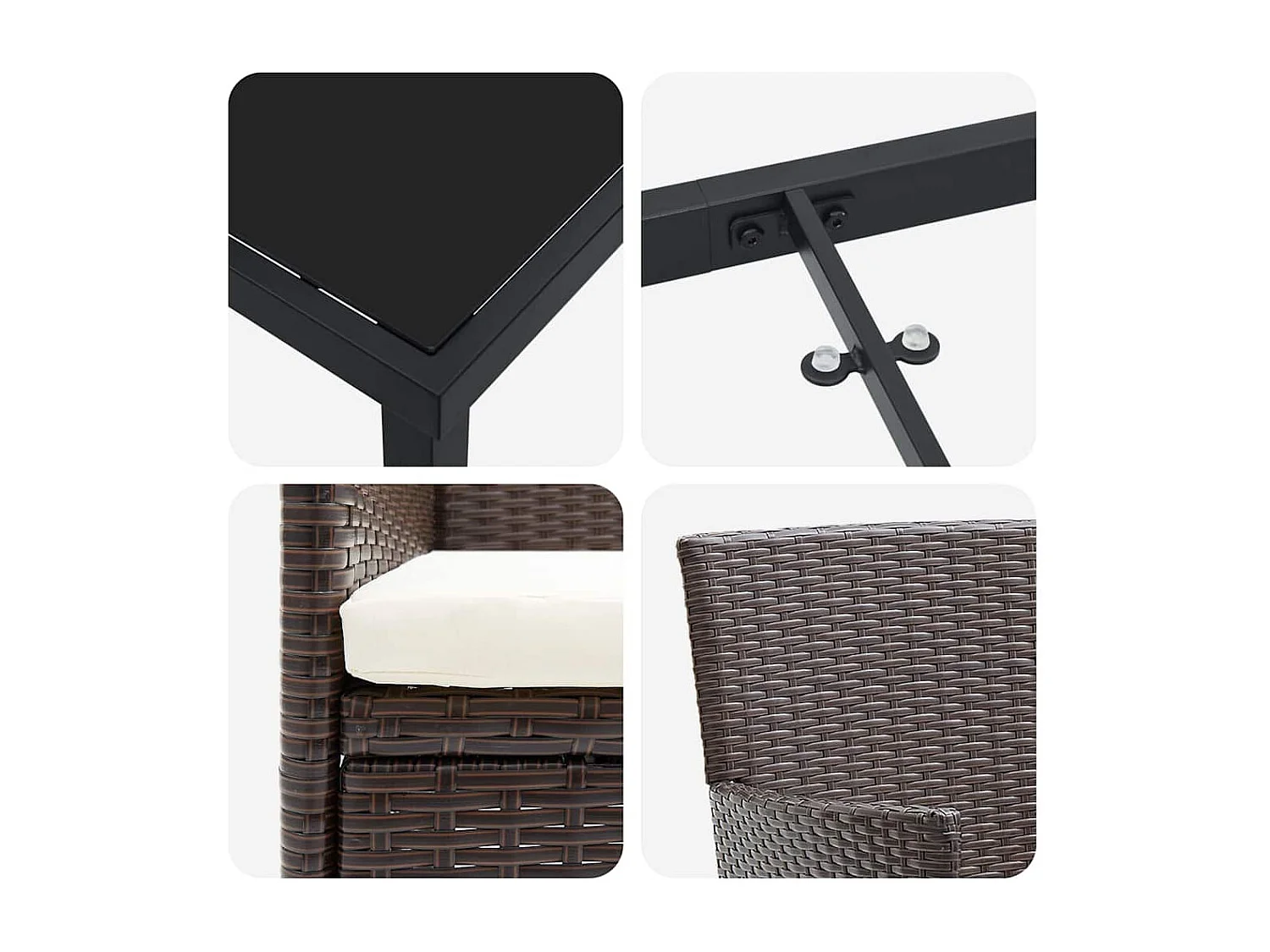 Ensemble de Salle à Manger de Jardin 3 Pièces Marron Poly Rattan