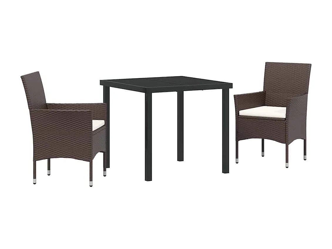 Ensemble de Salle à Manger de Jardin 3 Pièces Marron Poly Rattan