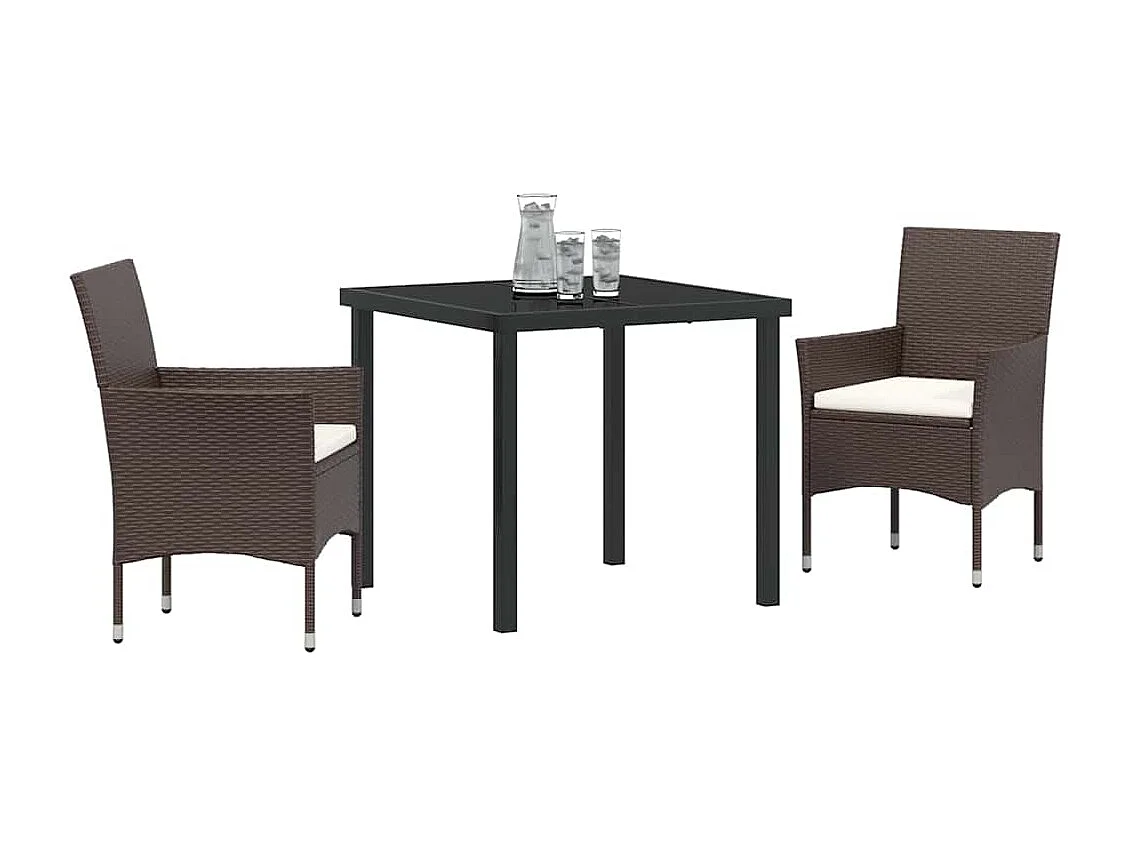 Ensemble de Salle à Manger de Jardin 3 Pièces Marron Poly Rattan