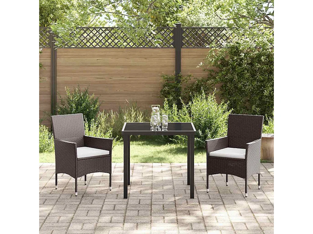Ensemble de Salle à Manger de Jardin 3 Pièces Marron Poly Rattan