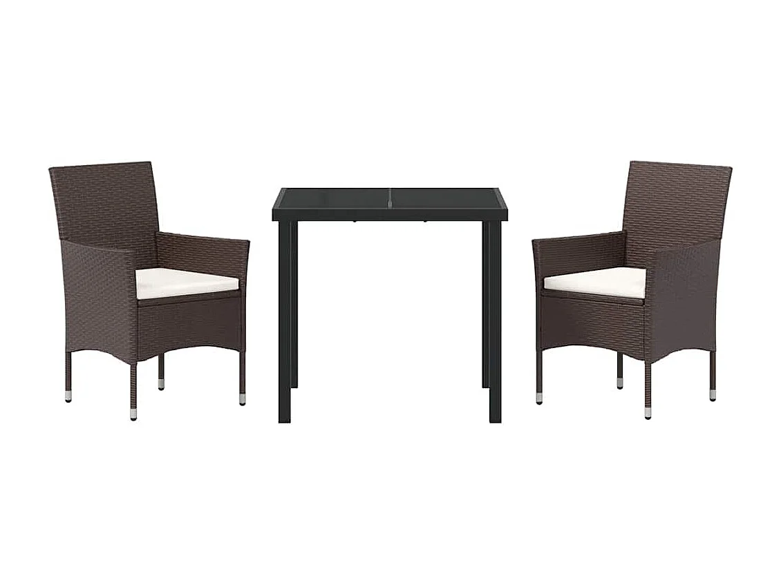 Ensemble de Salle à Manger de Jardin 3 Pièces Marron Poly Rattan