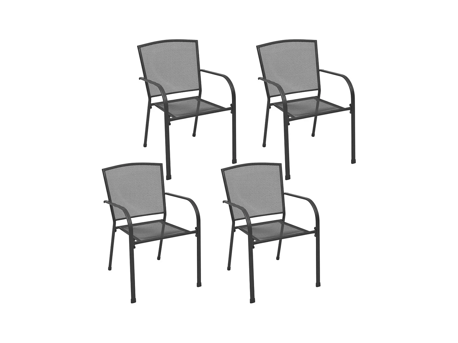 Set di 4 sedie da esterno in rete, colore antracite e acciaio