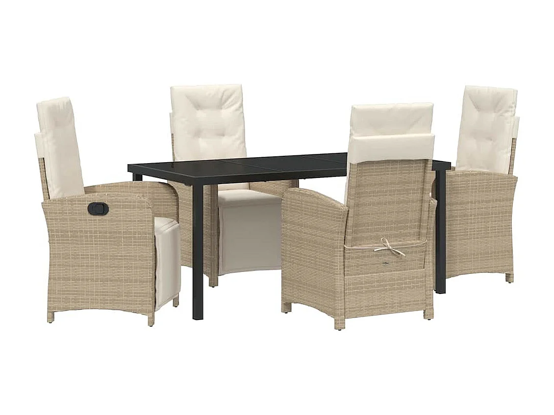 5-delige tuinset met beige synthetische rotan kussens